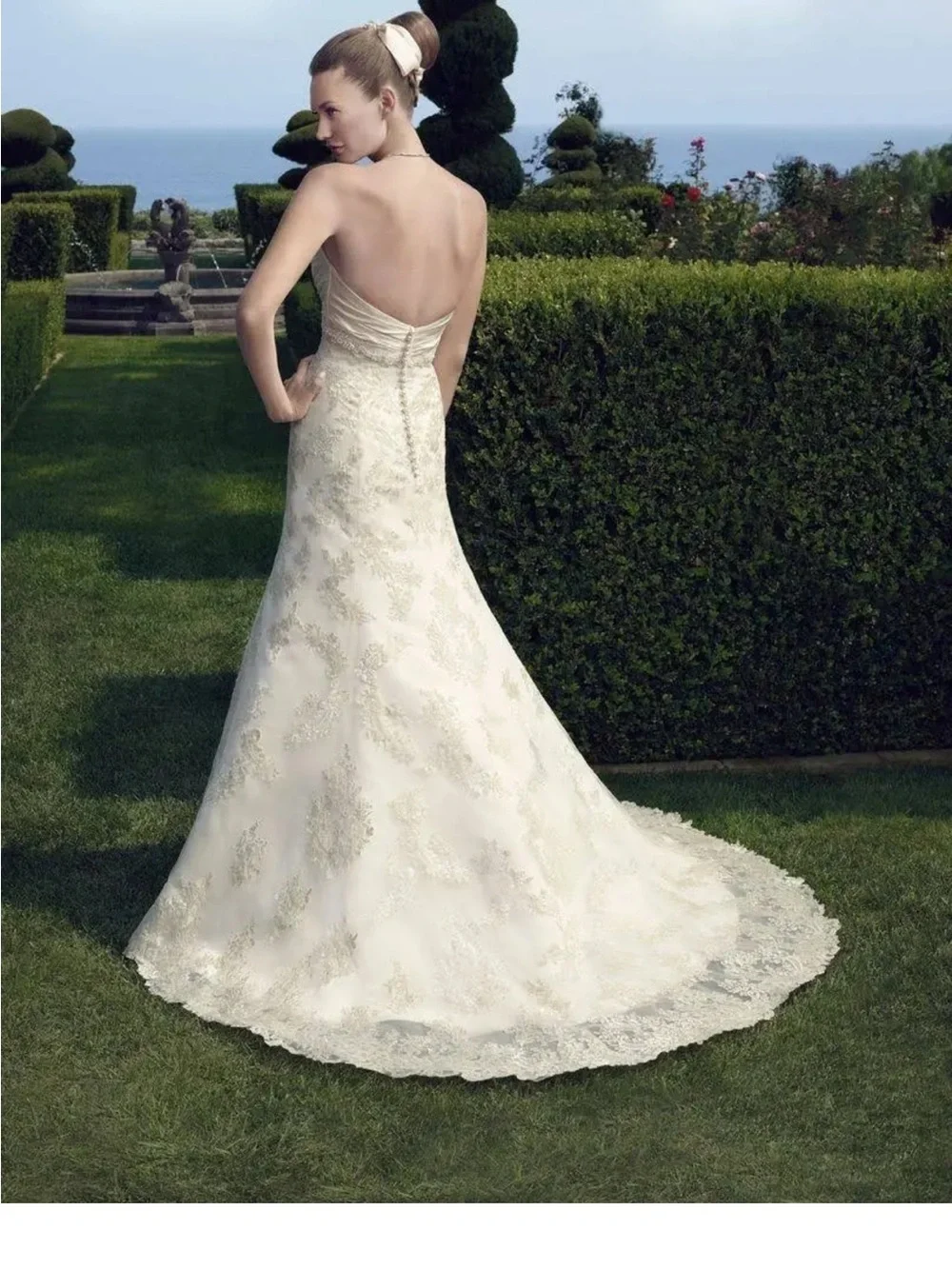 Casablanca Wedding Dress 2161- Ivory Lace Bridal Gown with Beaded Waist